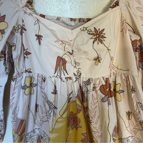 Anthropologie Let Us Be Poplin Whimsical Puff Sleeve Babydoll Blouse with Ruffle - Picture 7 of 13